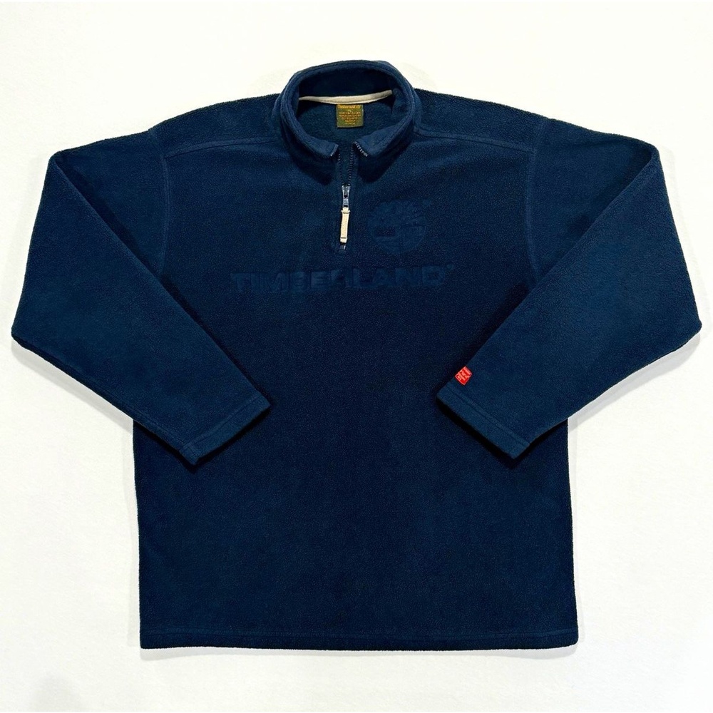 Vintage Y2K Timberland Mens XL Blue Fleece 1/4 Zip Mock Neck Pullover Sweatshirt